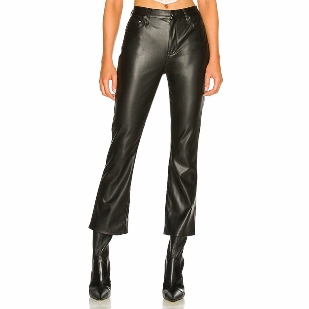 PISTOLA Lennon High Rise Cropped Boot Pant‎ In Slate Black Faux Leather Size 28